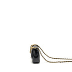 CHANEL 24P PEARL CHAIN MINI FLAP BAG LAMBSKIN BLACK GHW (MICROCHIP)