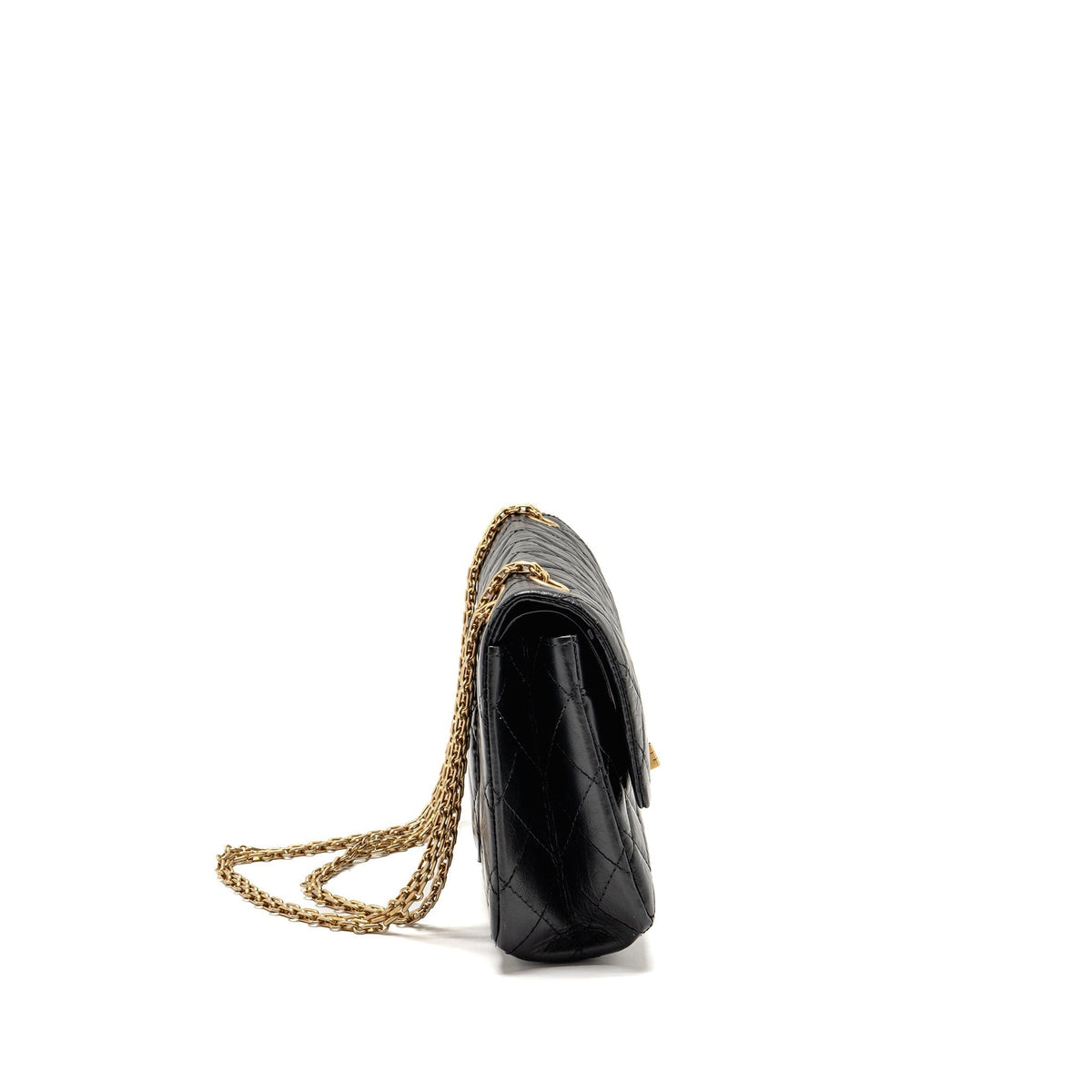 CHANEL LARGE 2.55 REISSUE FLAP BAG AGED CALFSKIN BLACK GHW