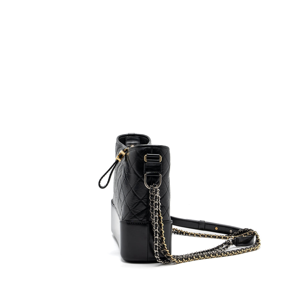 CHANEL GABRIELLE HOBO BAG CALFSKIN BLACK MULTICOLOUR HARDWARE