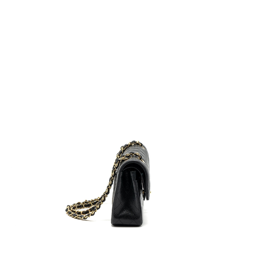 CHANEL SMALL CLASSIC DOUBLE FLAP BAG CAVIAR BLACK GHW(MICROCHIP)