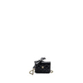 CHANEL MINI FLAP CARD HOLDER WITH RIBBON CHAIN LAMBSKIN BLACK LGHW