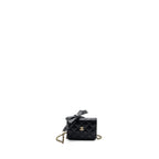 CHANEL MINI FLAP CARD HOLDER WITH RIBBON CHAIN LAMBSKIN BLACK LGHW