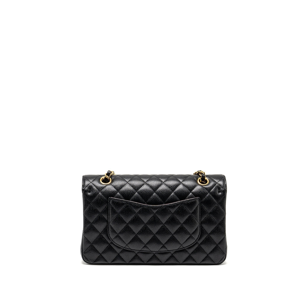CHANEL MEDIUM CLASSIC DOUBLE  FLAP BAG CAVIAR  BLACK GHW