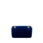 GUCCI GG MARMONT SHOULDER BAG VELVET BLUE GHW