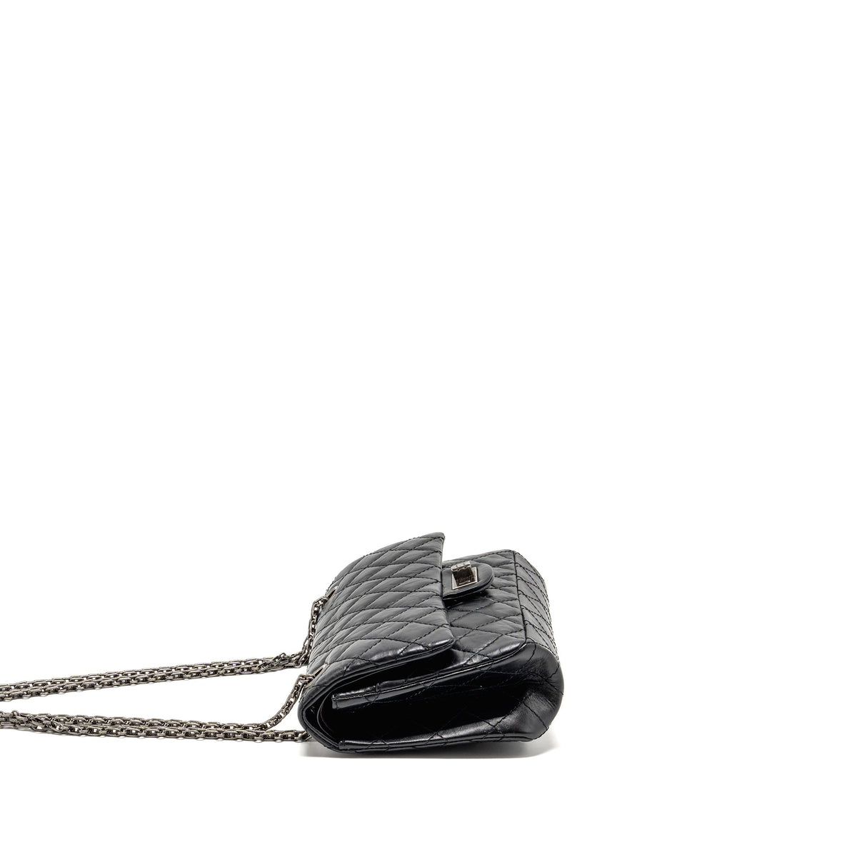 CHANEL SMALL 2.55 REISSUE FLAP BAG AGED CALFSKIN BLACK SHW
