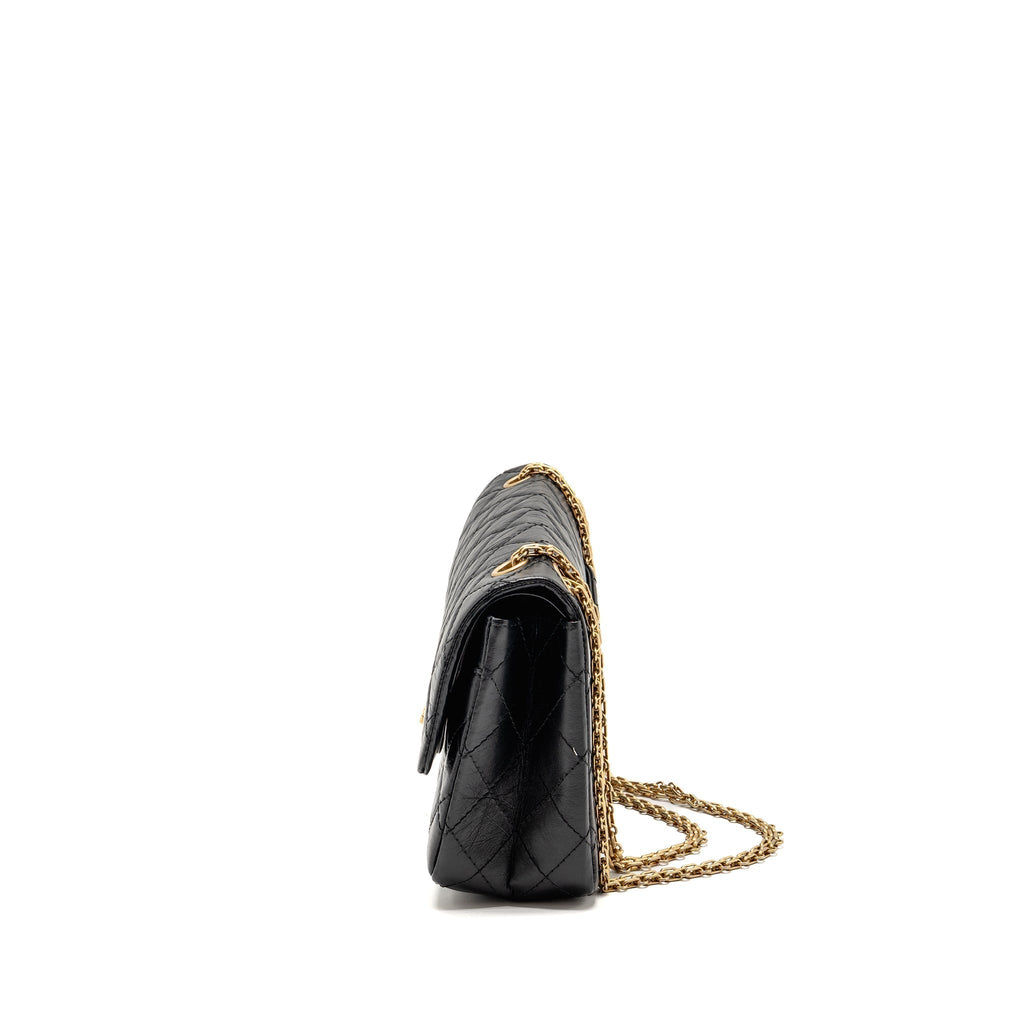 CHANEL LARGE 2.55 REISSUE FLAP BAG AGED CALFSKIN BLACK GHW