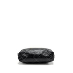 CHANEL SMALL 22 BAG CALFSKIN WITH WHITE STITCHING BLACK GHW (MICROCHIP)