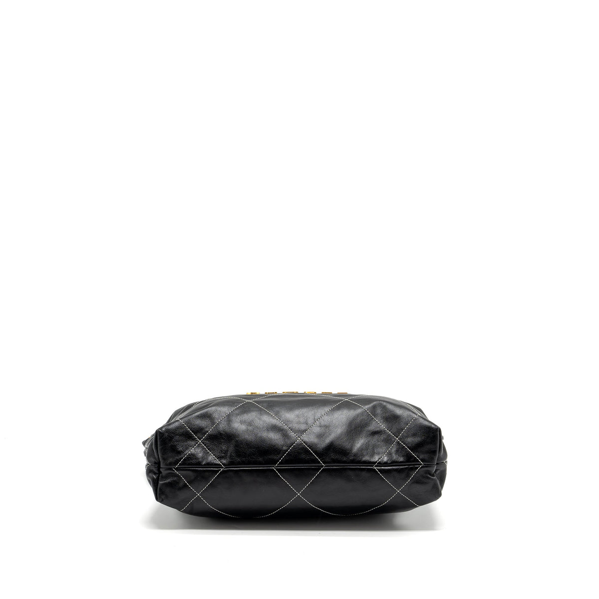 CHANEL SMALL 22 BAG CALFSKIN WITH WHITE STITCHING BLACK GHW (MICROCHIP)