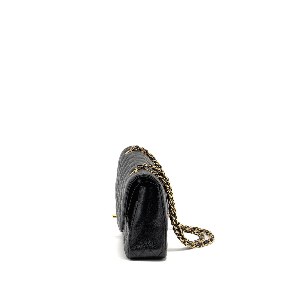 CHANEL MEDIUM CLASSIC DOUBLE  FLAP BAG CAVIAR  BLACK GHW