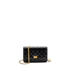 CHANEL 2.55 REISSUE WALLET ON CHAIN LAMBSKIN BLACK GHW (MICROCHIP)