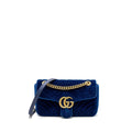 GUCCI GG MARMONT SHOULDER BAG VELVET BLUE GHW