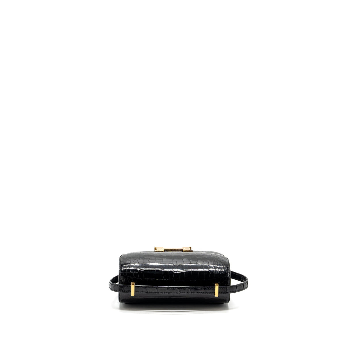 HERMES MINI CONSTANCE SHINY ALLIGATOR MISSISSIPPIENSIS BLACK GHW