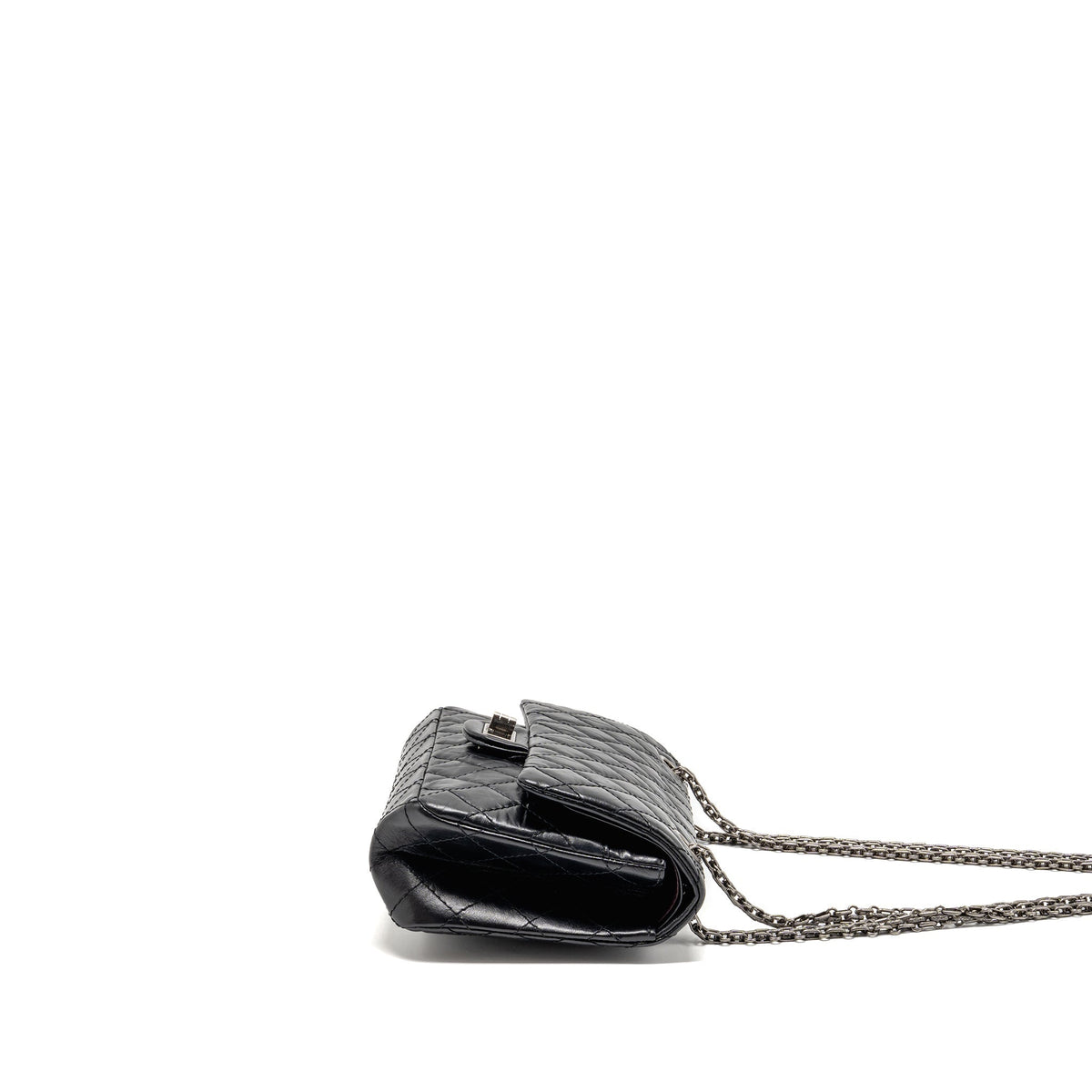 CHANEL SMALL 2.55 REISSUE FLAP BAG AGED CALFSKIN BLACK SHW