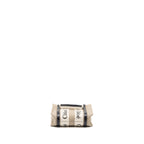 CHLOE WOODY MINI TOTE BAG CANVAS BEIGE/BLACK
