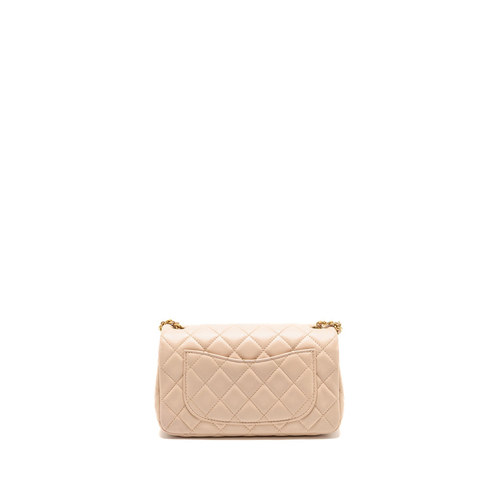 CHANEL PEARL CRUSH MINI RECTANGULAR FLAP BAG LAMBSKIN LIGHT PINK GHW (MICROCHIP)