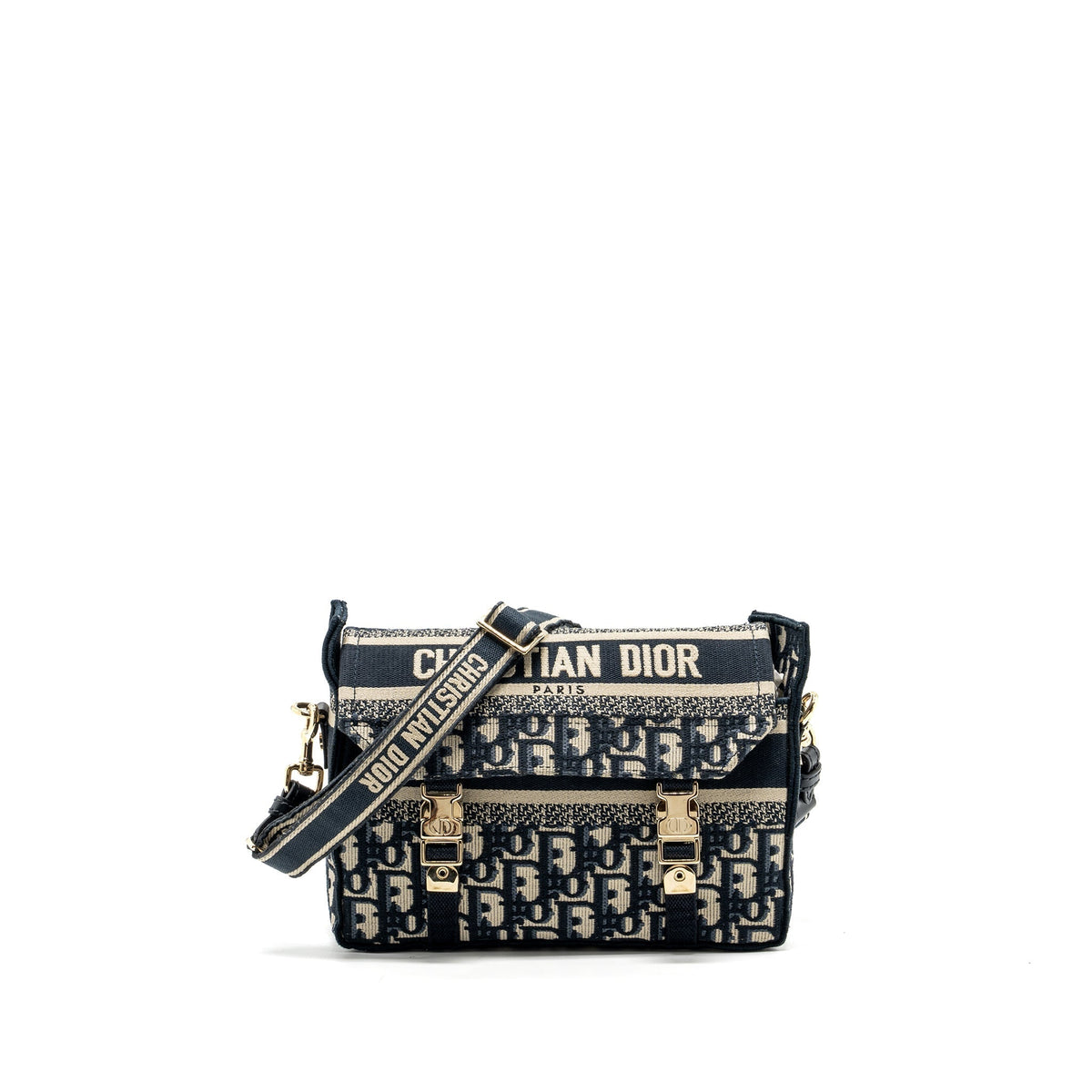 DIOR SMALL DIORCAMP BAG BLUE DIOR OBLIQUE EMBROIDERY GHW