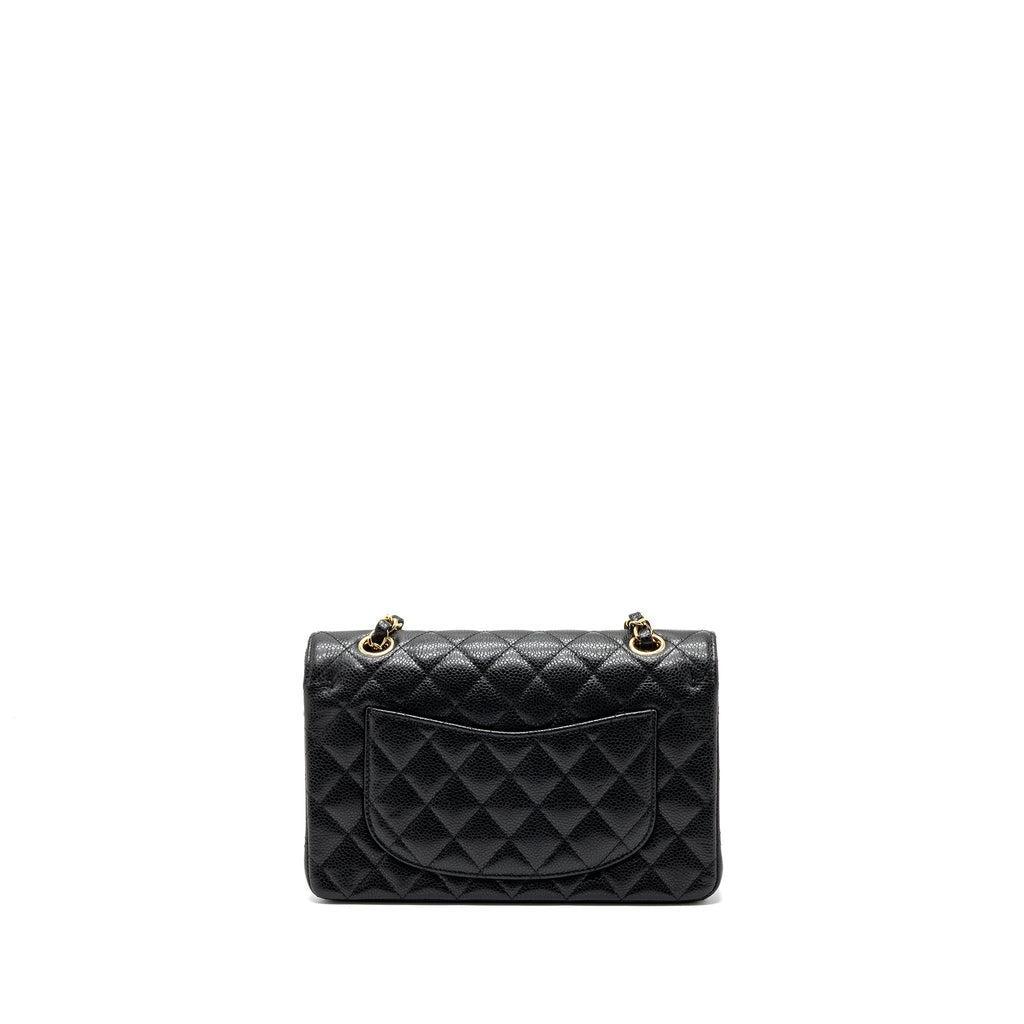 CHANEL SMALL CLASSIC DOUBLE FLAP BAG CAVIAR BLACK GHW(MICROCHIP)
