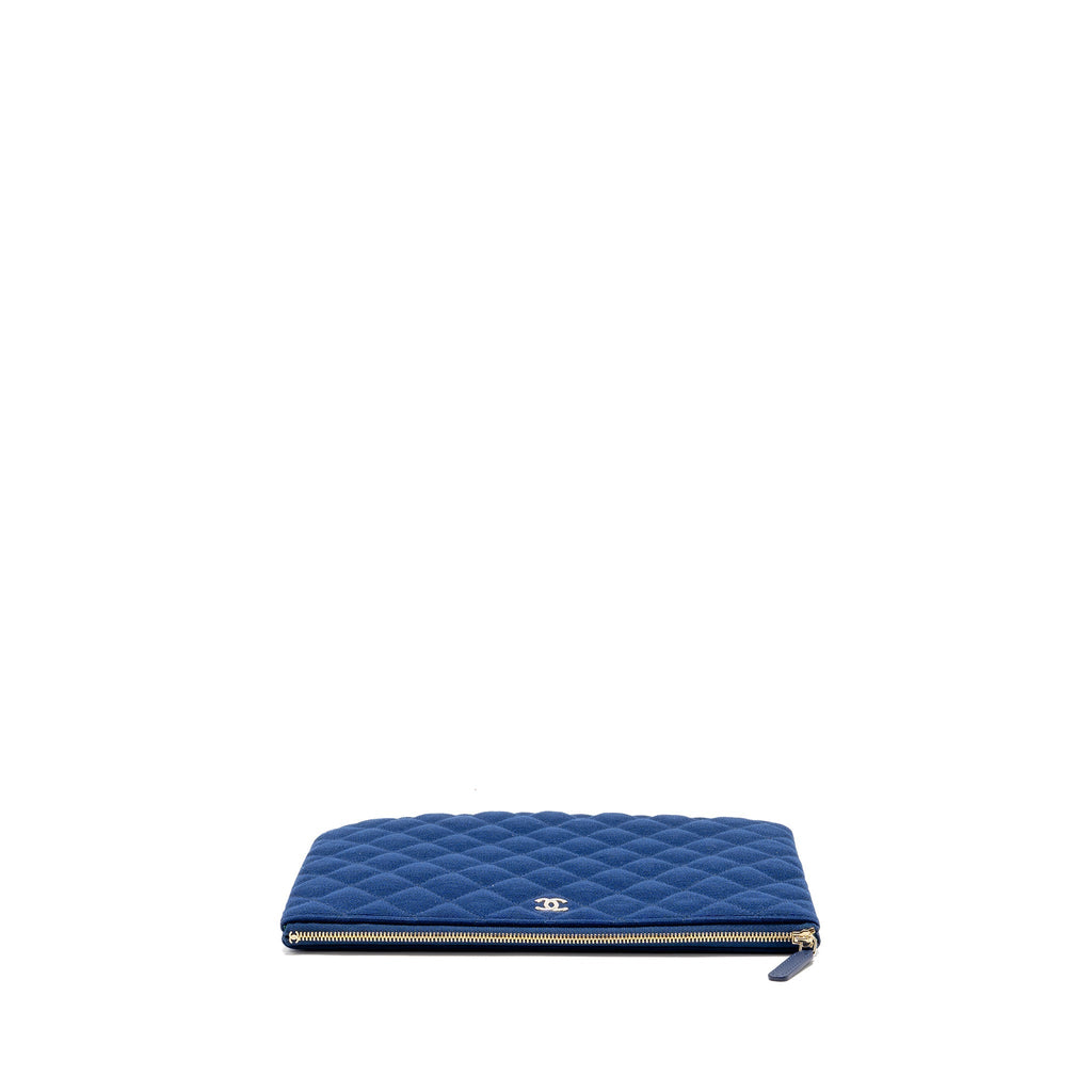 Chanel O-Case Pouch Jersey Navy Blue LGHW