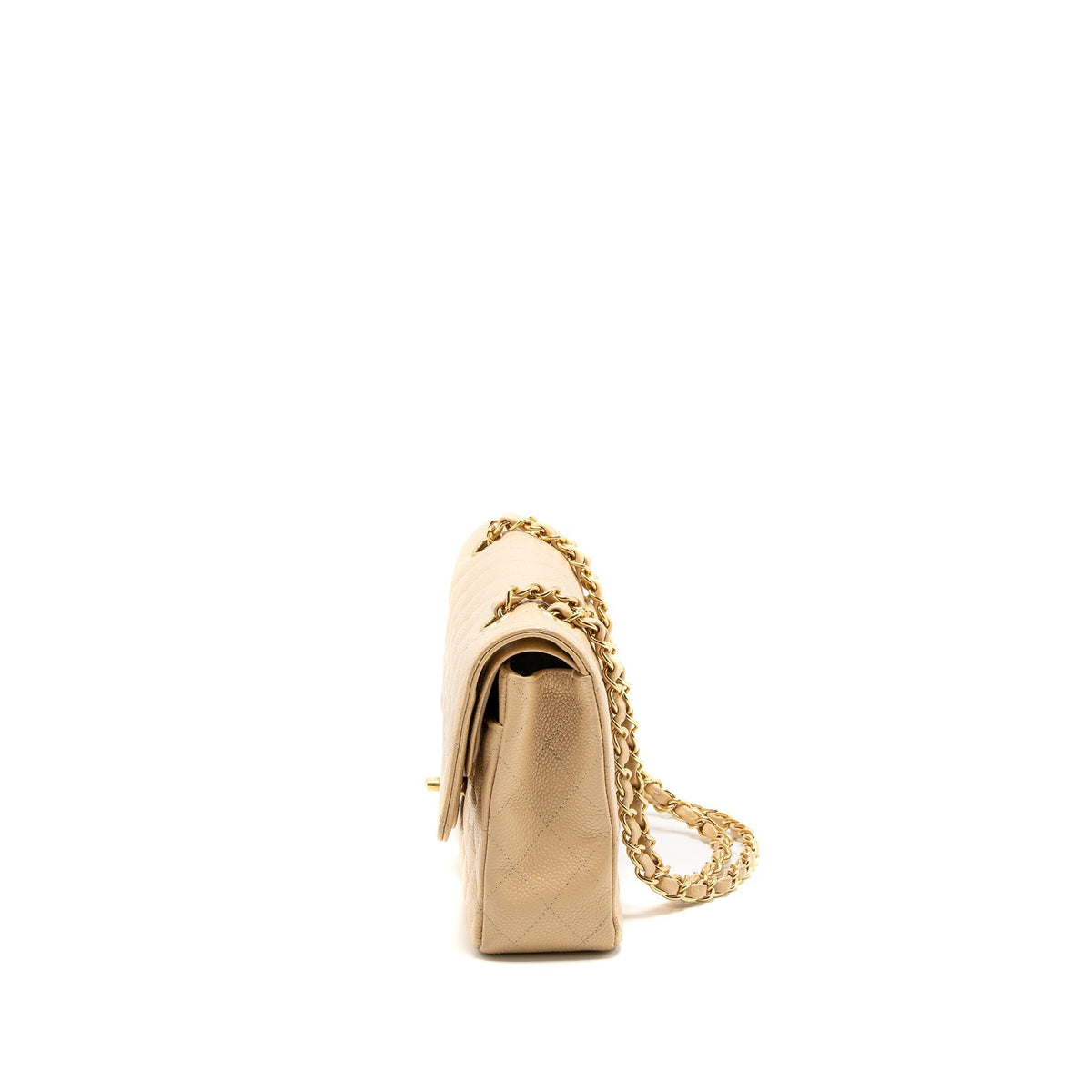 CHANEL MEDIUM CLASSIC DOUBLE FLAP BAG CAVIAR BEIGE GHW