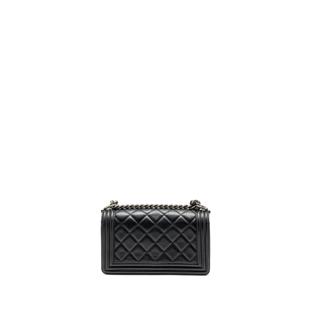 CHANEL MEDIUM BOY BAG CALFSKIN BLACK RUTHENIUM HARDWARE