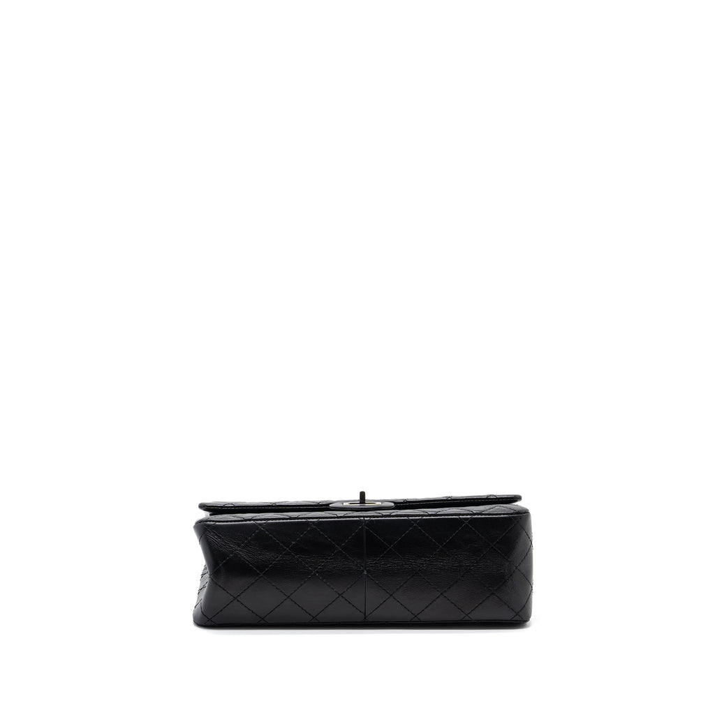 CHANEL LARGE 2.55 REISSUE FLAP BAG AGED CALFSKIN BLACK RUTHENIUM HARDWARE (MICROCHIP)