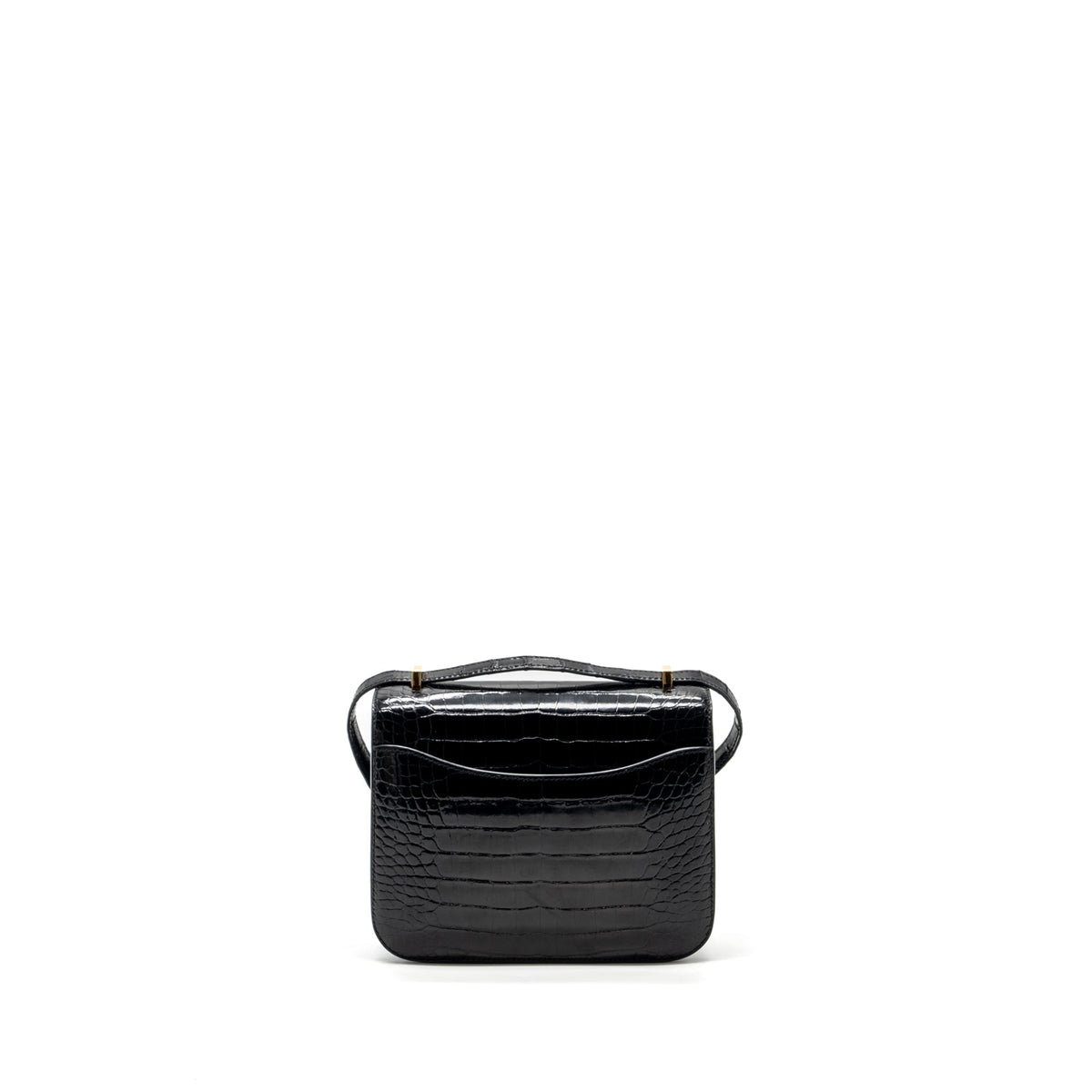 HERMES MINI CONSTANCE SHINY ALLIGATOR MISSISSIPPIENSIS BLACK GHW