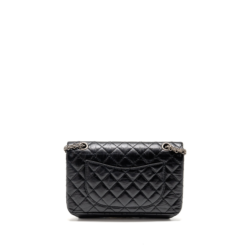 CHANEL SMALL 2.55 REISSUE FLAP BAG AGED CALFSKIN BLACK SHW