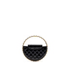 CHANEL 23K HOOP BAG PATENT BLACK GHW (MICROCHIP)