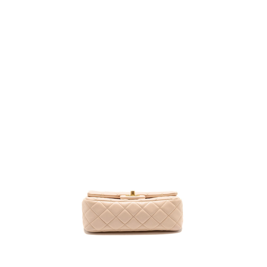 CHANEL PEARL CRUSH MINI RECTANGULAR FLAP BAG LAMBSKIN LIGHT PINK GHW (MICROCHIP)
