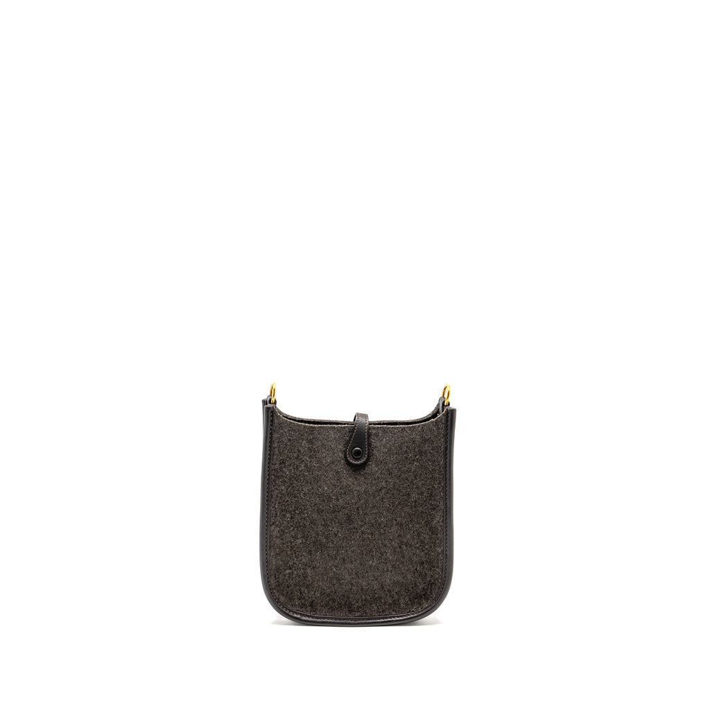 Hermes Mini Evelyne Feutre/Swift/Sangle Wool Ebene GHW