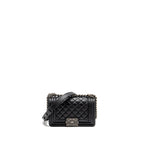 CHANEL SMALL BOY BAG CALFSKIN BLACK RUTHENIUM HARDWARE