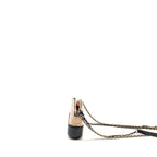 CHANEL GABRIELLE DOUBLE ZIP CLUTCH ON CHAIN CALFSKIN BEIGE / BLACK MULTICOLOR HARDWARE