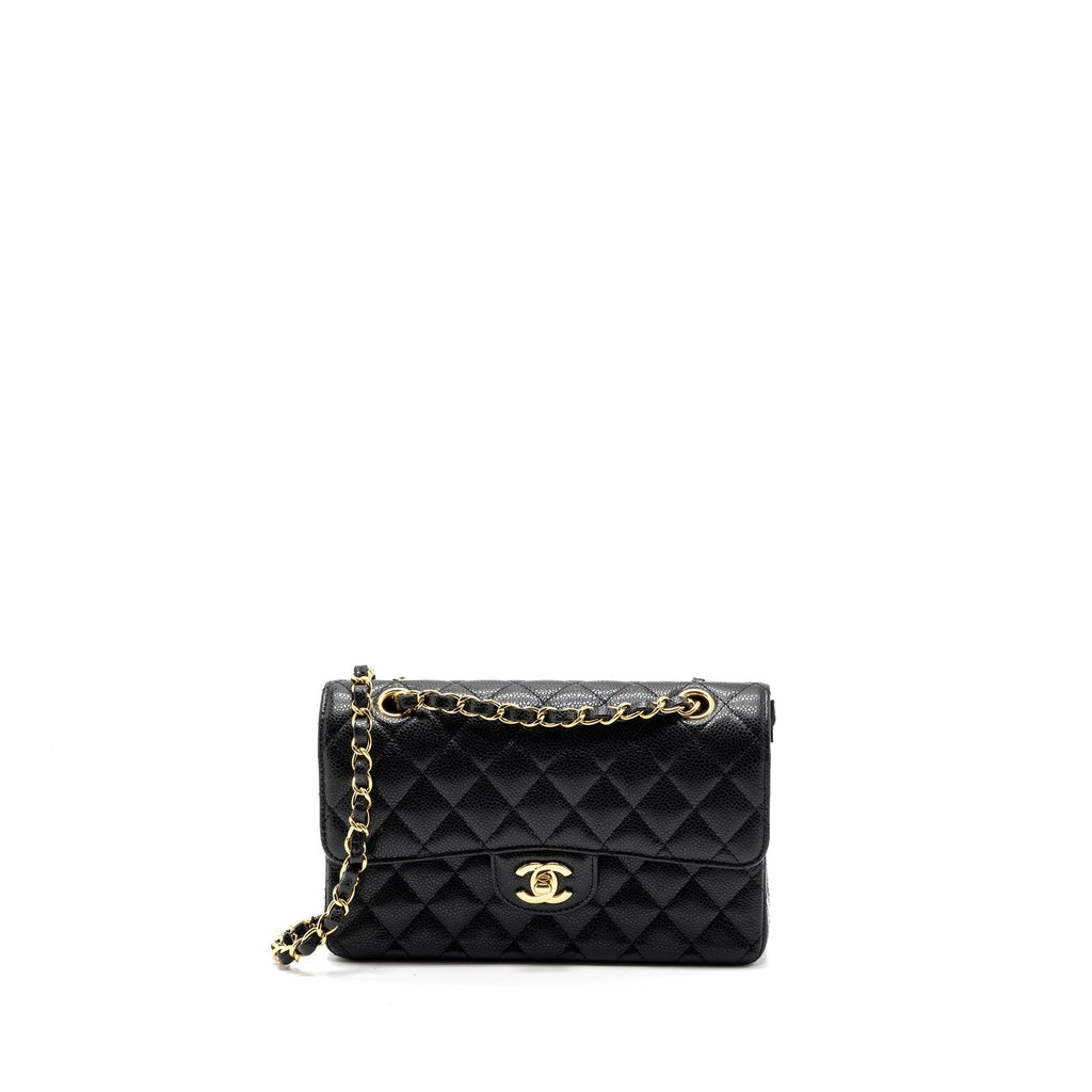 CHANEL SMALL CLASSIC DOUBLE FLAP BAG CAVIAR BLACK GHW(MICROCHIP)