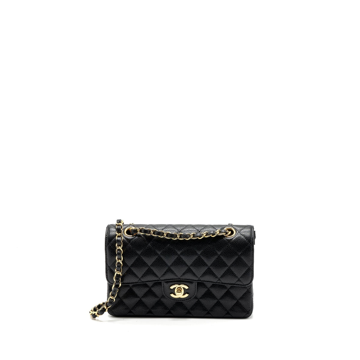 CHANEL SMALL CLASSIC DOUBLE FLAP BAG CAVIAR BLACK GHW(MICROCHIP)