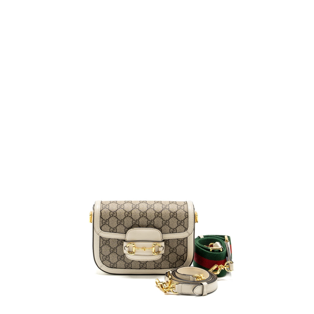 GUCCI MINI HOURSEBIT 1955 BAG GG SUPREME CANVAS/LEATHER GHW