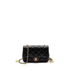 CHANEL 22B HEART CHAIN FLAP BAG LAMBSKIN BLACK GHW(MICROCHIP)