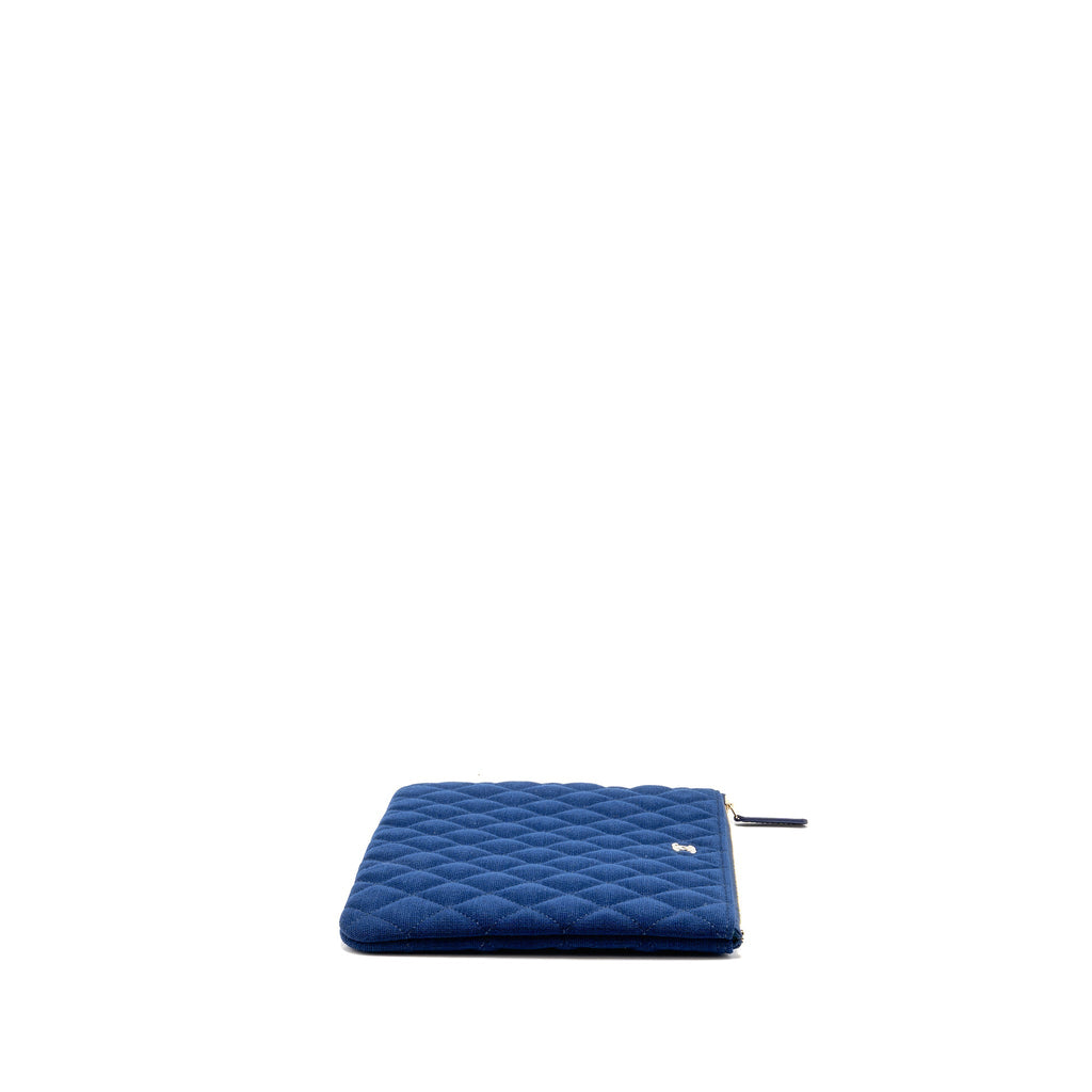 Chanel O-Case Pouch Jersey Navy Blue LGHW