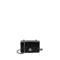 CHANEL MINI RECTANGULAR FLAP BAG LAMBSKIN BLACK LGHW (MICROCHIP)
