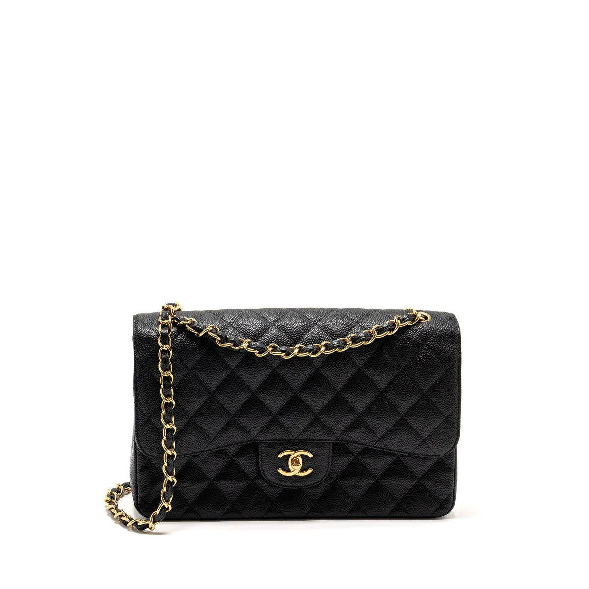 CHANEL JUMBO CLASSIC DOUBLE FLAP BAG CAVIAR BLACK GHW