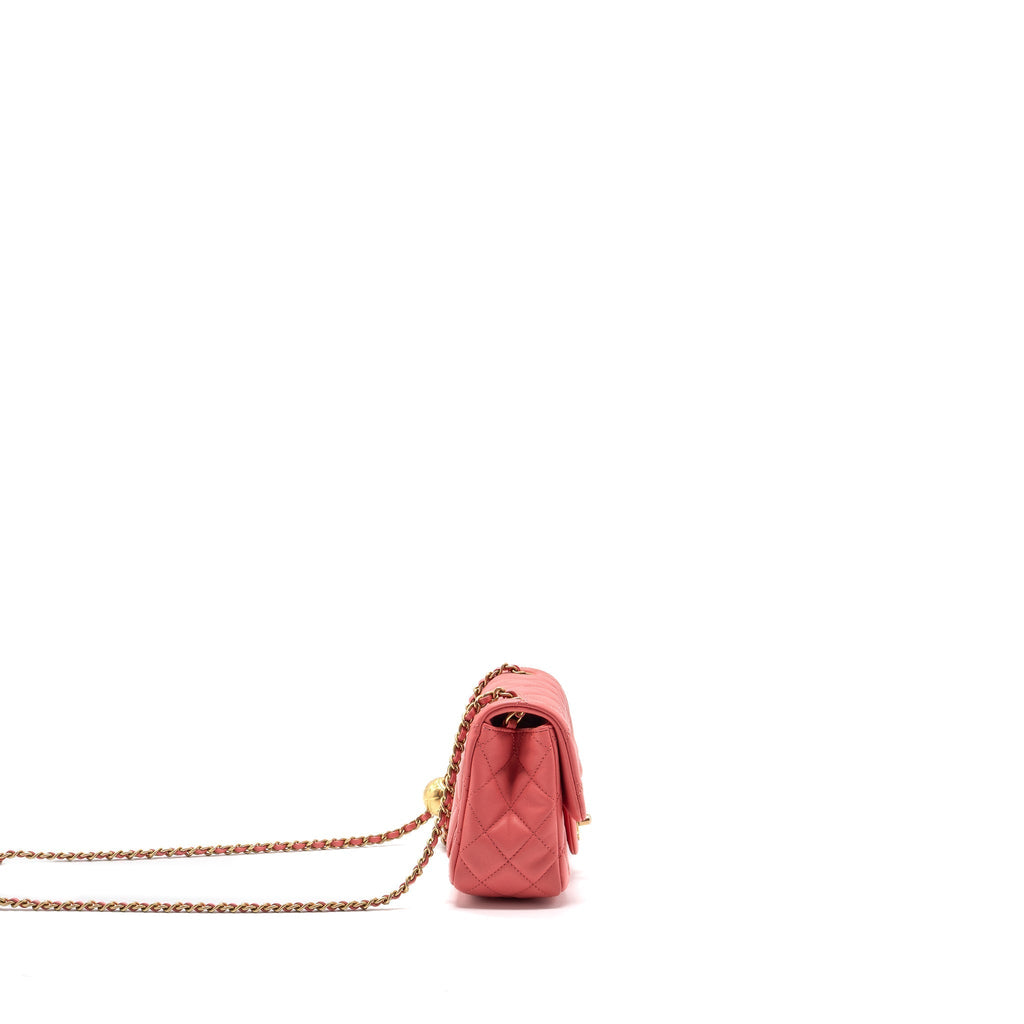 CHANEL PEARL CRUSH MINI SQUARE FLAP BAG LAMBSKIN PINK GHW