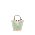 HERMES PICOTIN 18 LUCKY DAISY LOCK BAG SWIFT NATA/VERT/BLANC SHW