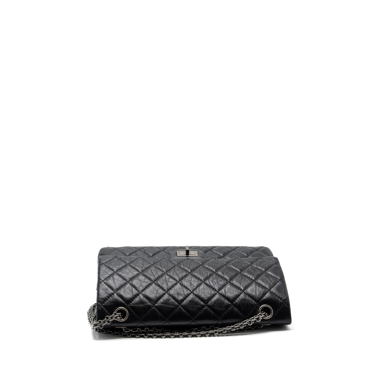 CHANEL LARGE 2.55 REISSUE FLAP BAG AGED CALFSKIN BLACK RUTHENIUM HARDWARE (MICROCHIP)