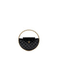 CHANEL 23K HOOP BAG PATENT BLACK GHW (MICROCHIP)