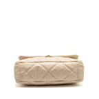 CHANEL MAXI 19 BAG GOATSKIN BEIGE MULTICOLOR HARDWARE