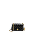 CHANEL PEARL CRUSH MINI RECTANGULAR FLAP BAG LAMBSKIN BLACK GHW (MICROCHIP)