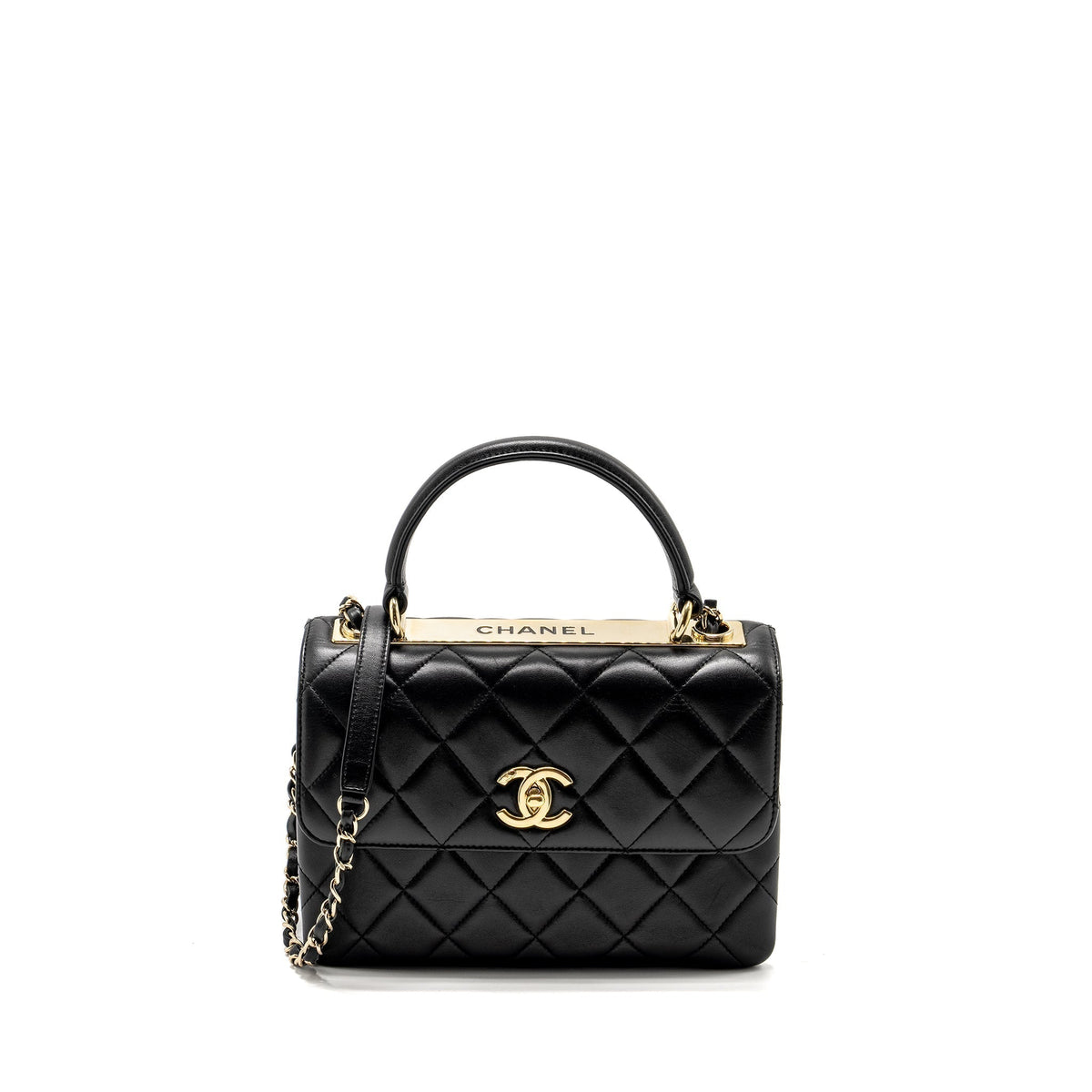 CHANEL SMALL TRENDY CC FLAP BAG LAMBSKIN BLACK GHW