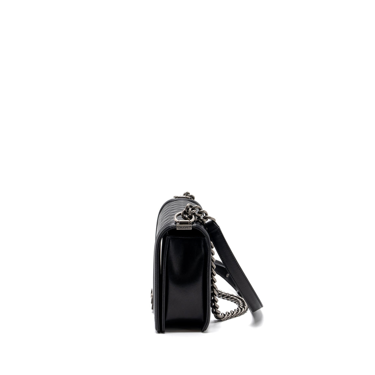 CHANEL NEW MEDIUM BOY BAG LAMBSKIN BLACK RUTHENIUM HARDWARE