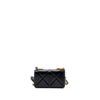 CHANEL MINI 19 WALLET ON CHAIN LAMBSKIN BLACK MULTICOLOUR HARDWARE (MICROCHIP)