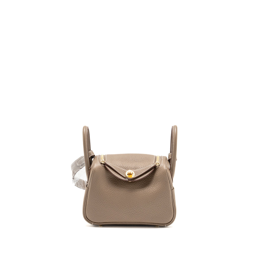 Hermes Mini Lindy Clemence Etoupe GHW