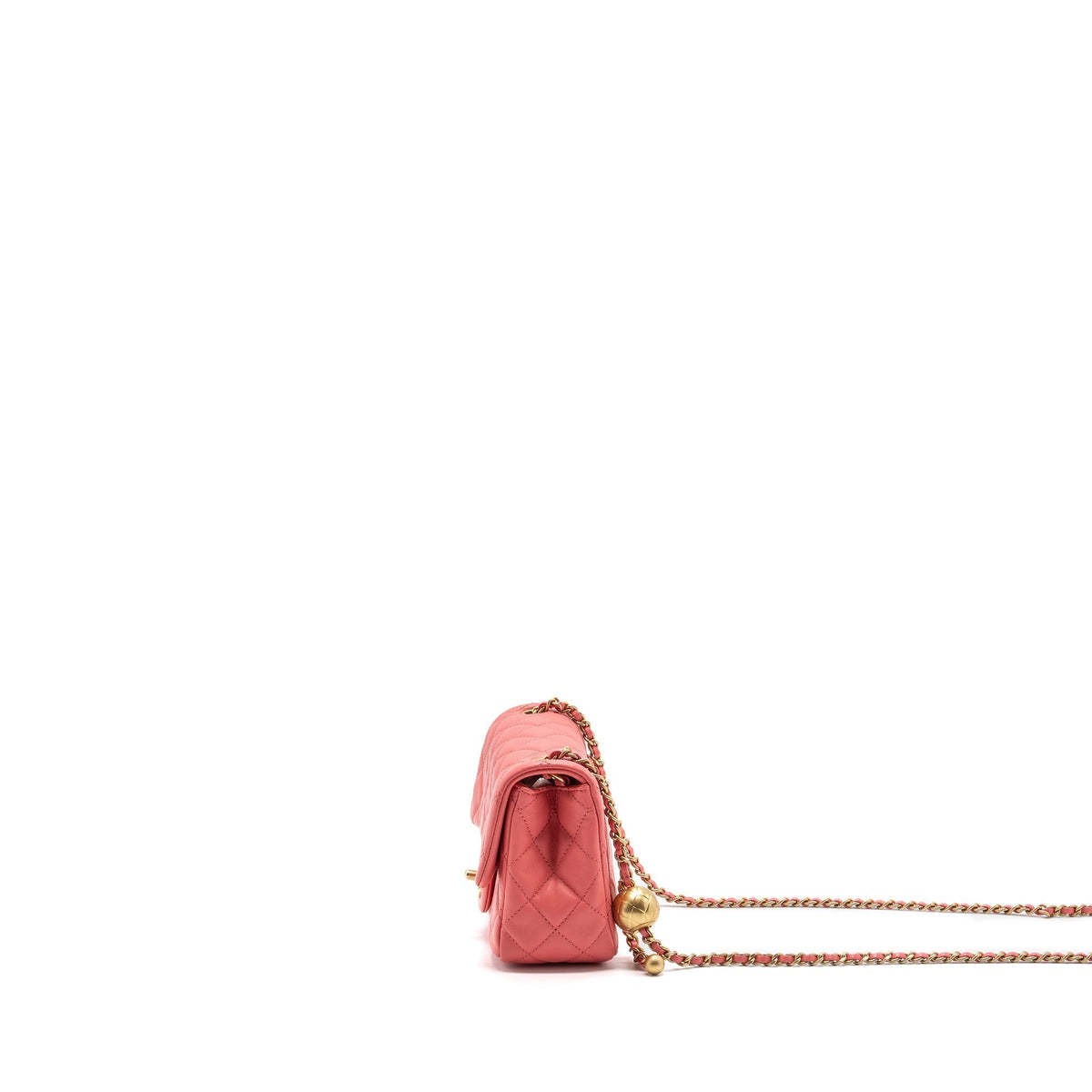 CHANEL PEARL CRUSH MINI SQUARE FLAP BAG LAMBSKIN PINK GHW